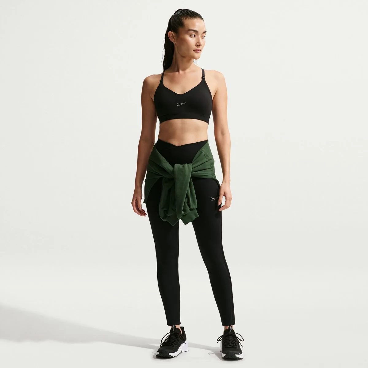 One High-Waisted Full-Length Seamless Damen Tights, schwarz US: L