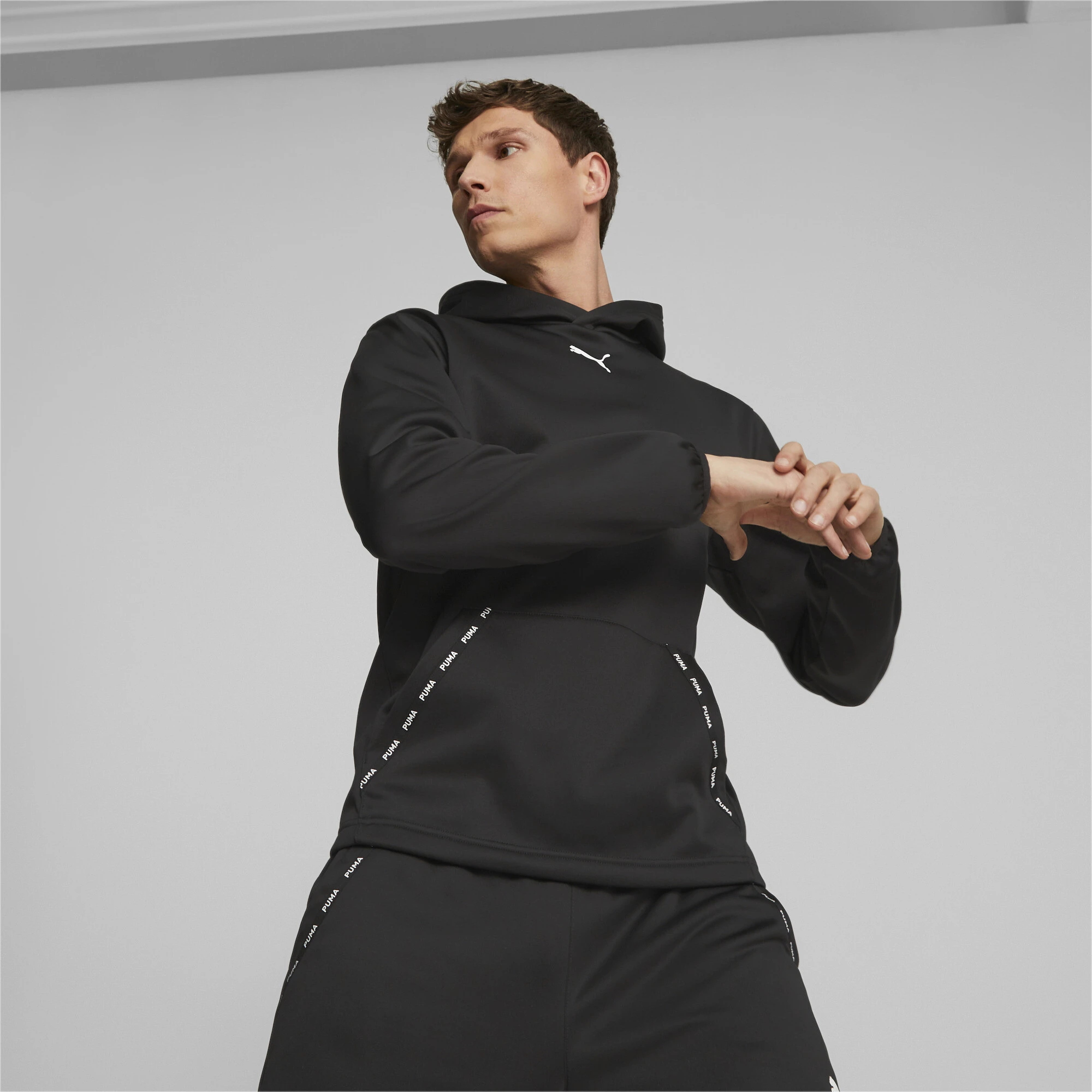 Fit Taped Pwrfleece Herren Kapuzensweater, schwarz XXL
