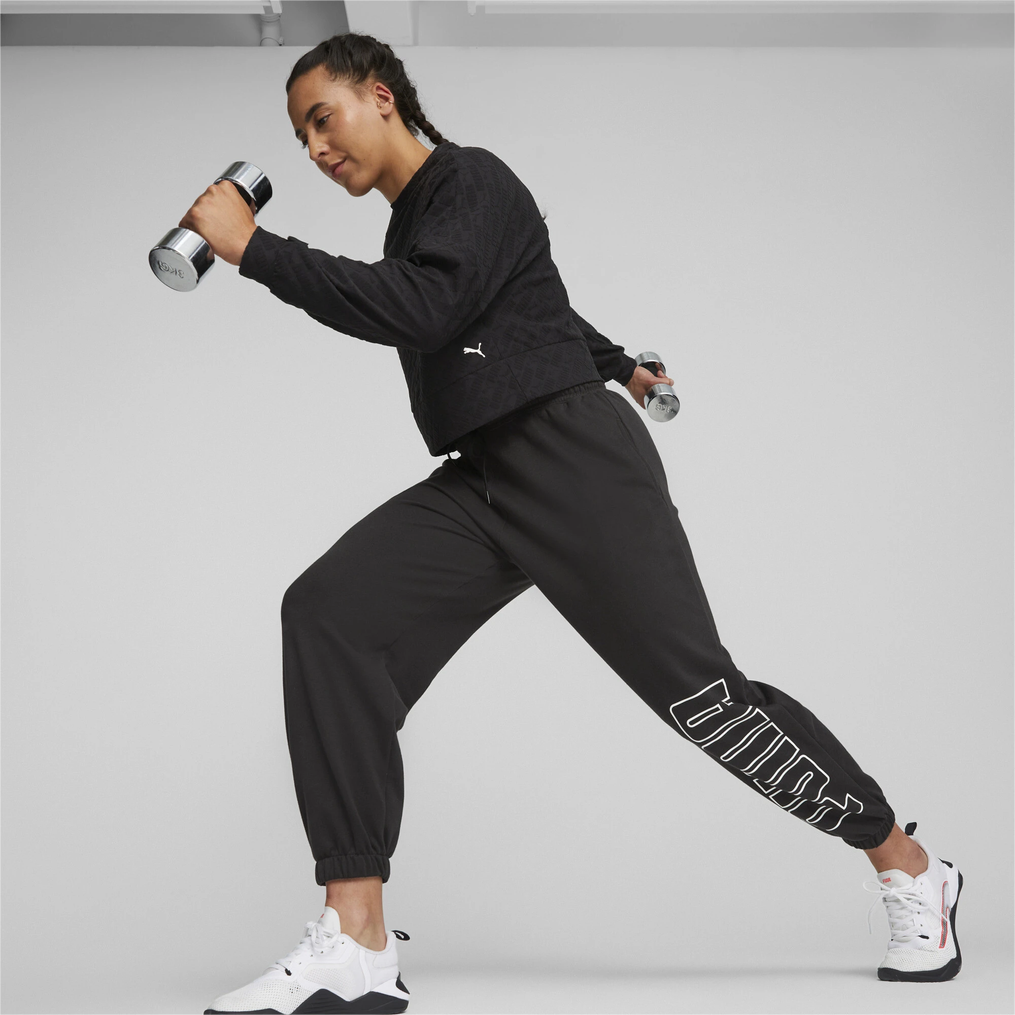 Fit Branded Fleece Crew Damen Kapuzensweater, schwarz XXL
