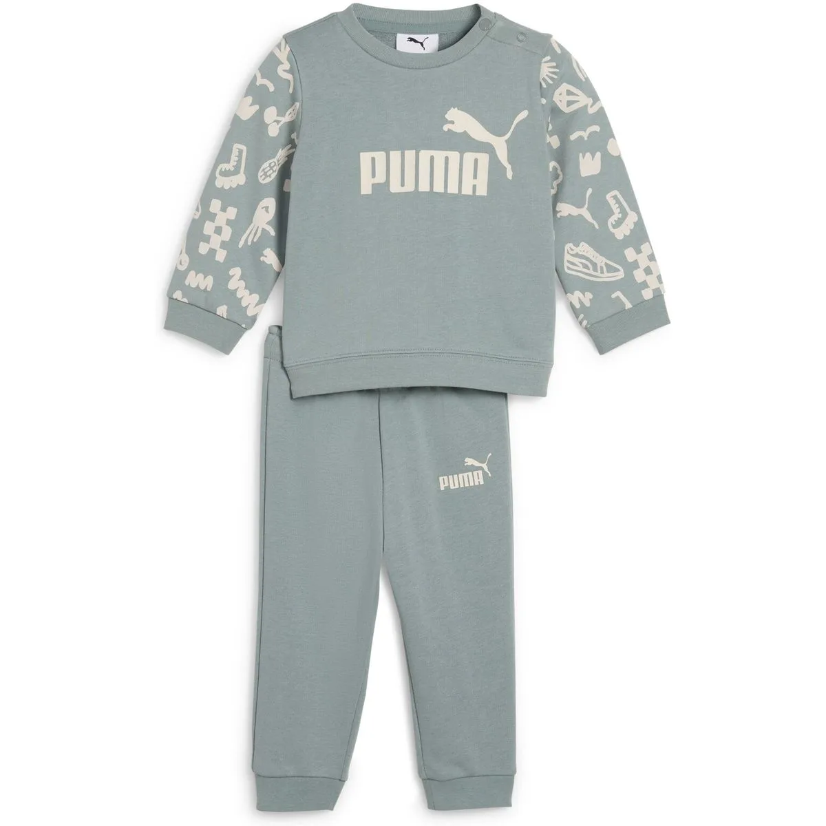 Puma Minicats Sandy Adventures Crew Set TR INF Kinder Anzug, grün