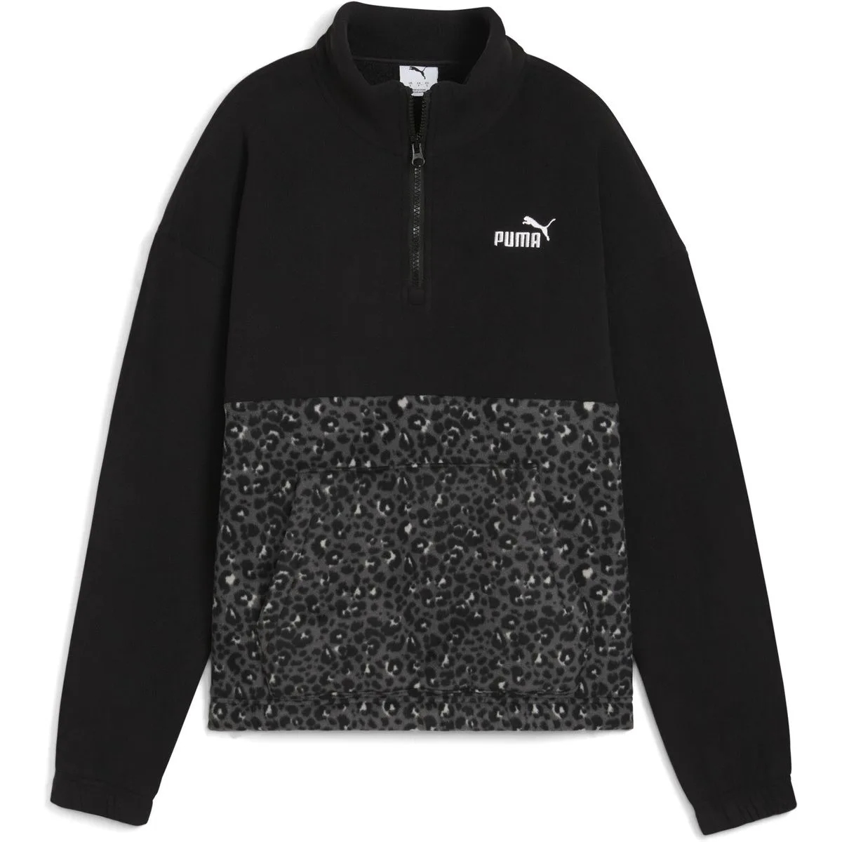 ESS Graphic Animal Relaxed Half-Zip Crew Damen Sweatshirt, schwarz L