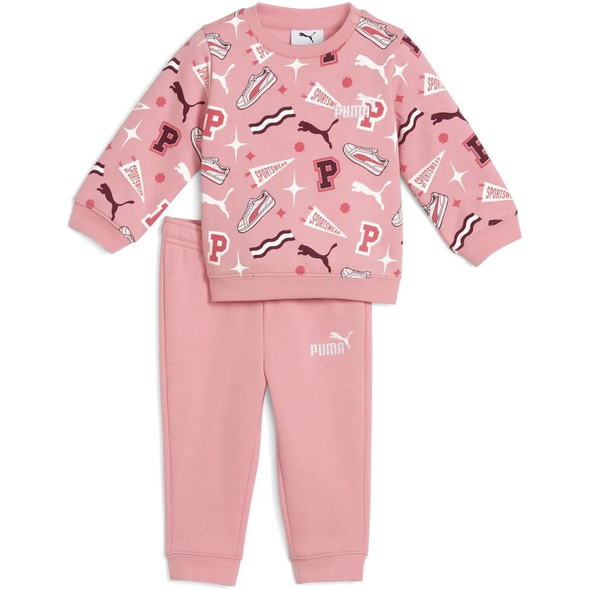Puma Minicats AOP Crew Set FL INF Kinder Anzug, pink