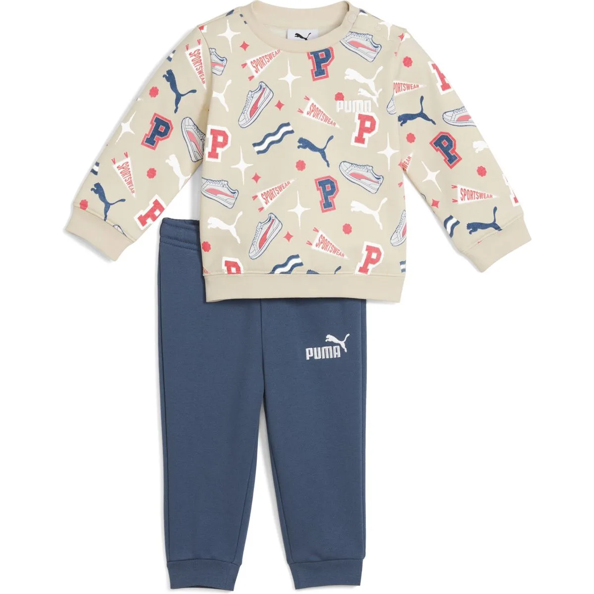 Puma Minicats AOP Crew Set FL INF Kinder Anzug, weiß
