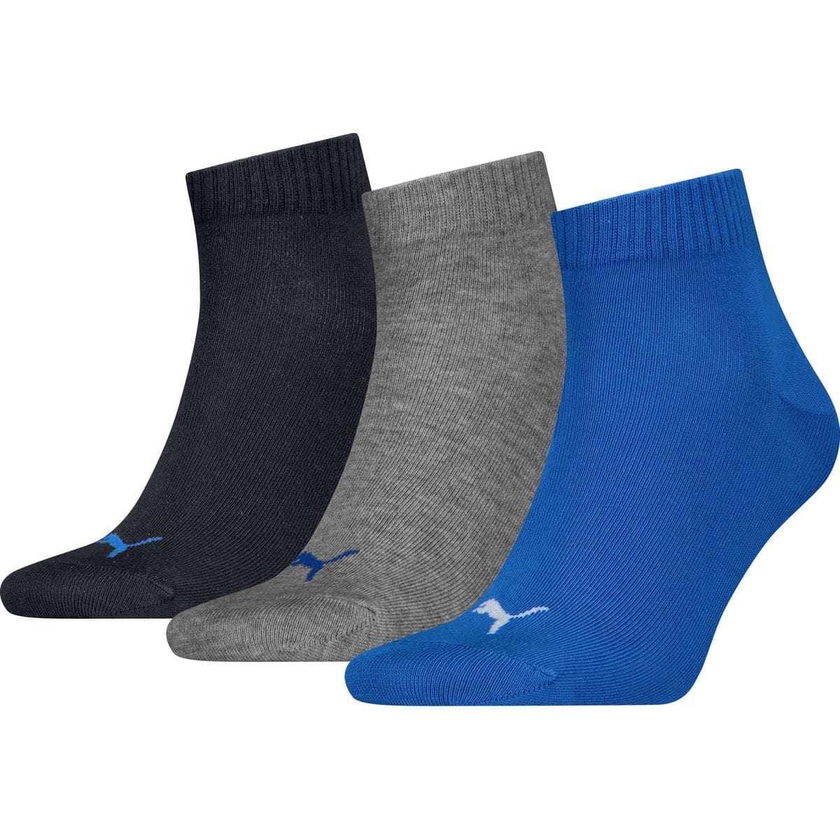 Quarter Plain 3er Pack Socken, blau 35/38