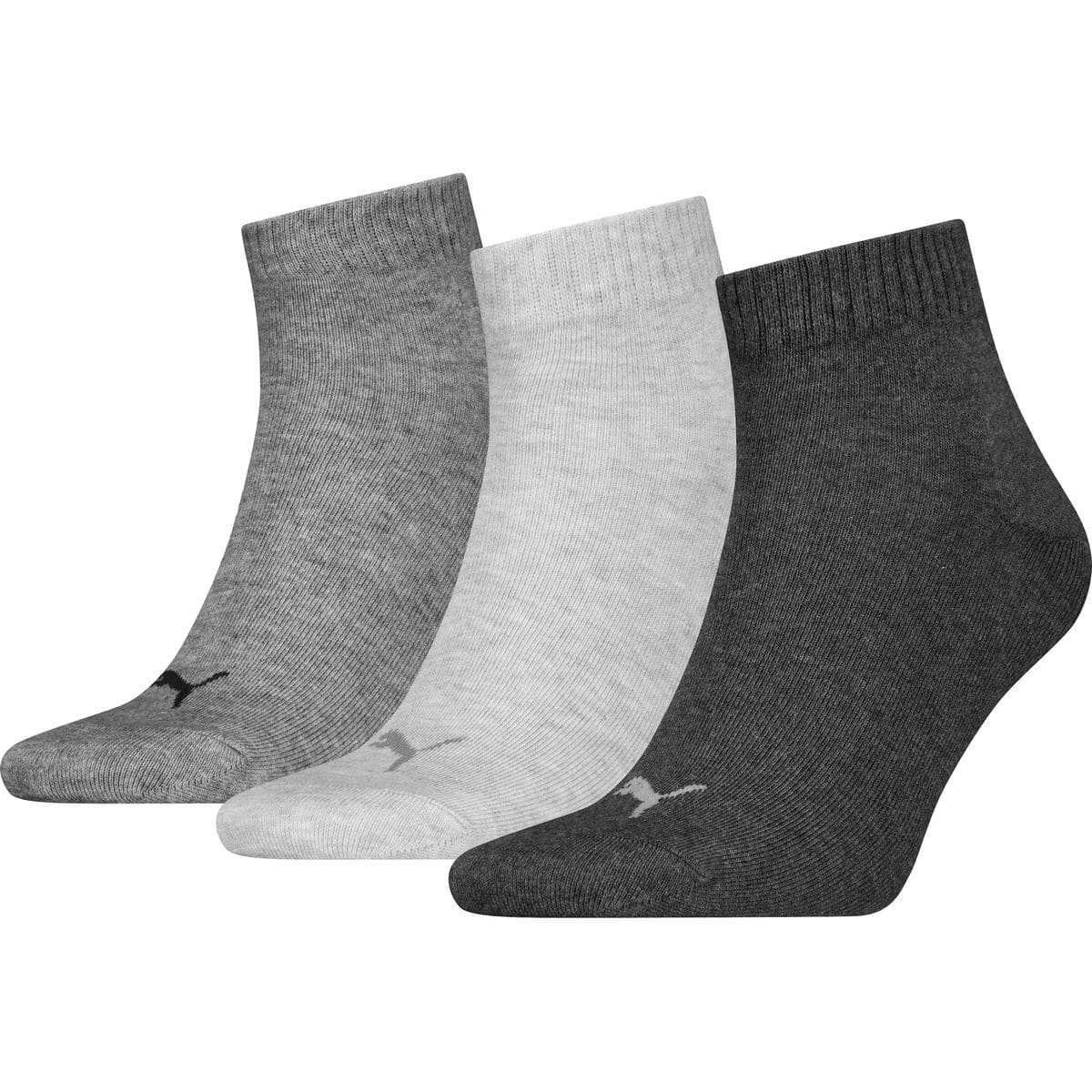 Quarter Plain 3er Pack Socken, grau 35/38