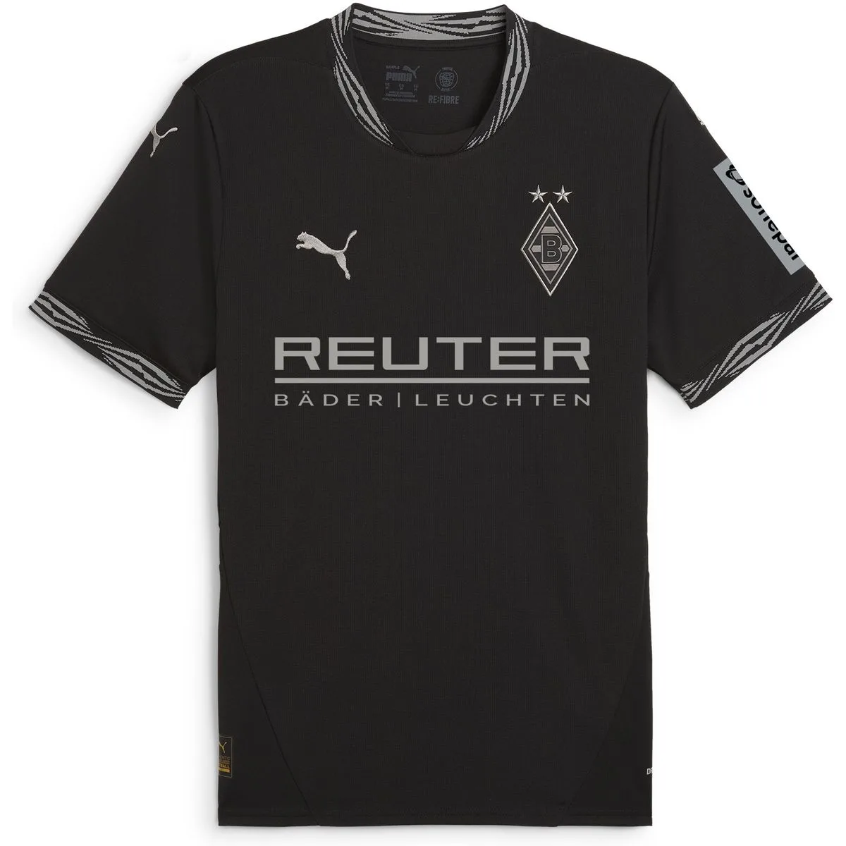 Borussia Mönchengladbach Third Replica with Sponsor Herren Trikot, schwarz M