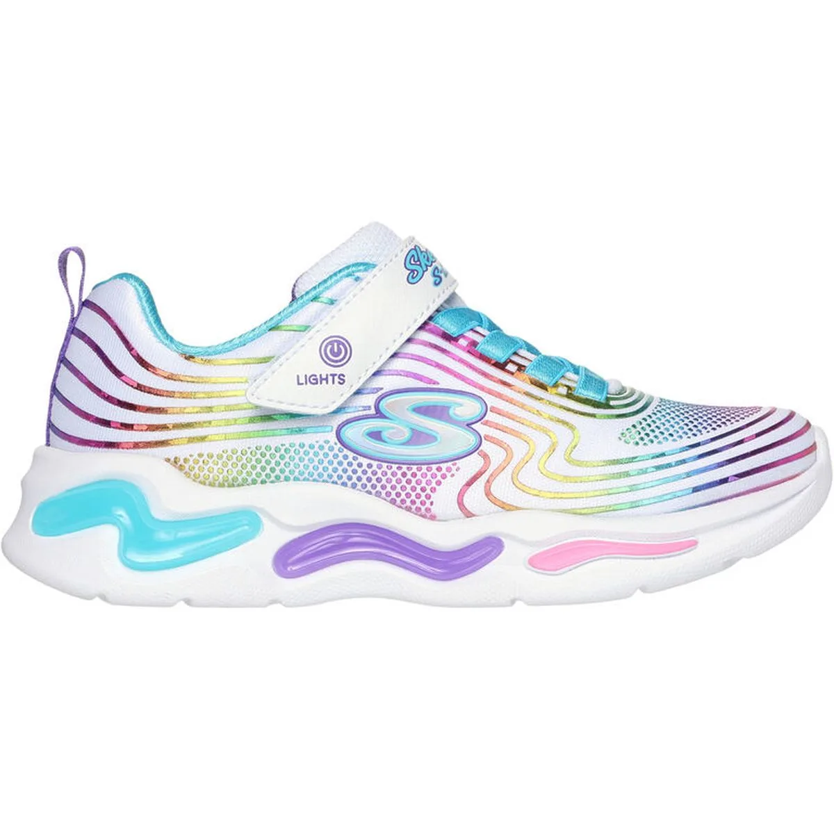 S Lights: Wavy Beams Kinder Freizeitschuhe, weiß, Größe 33 33