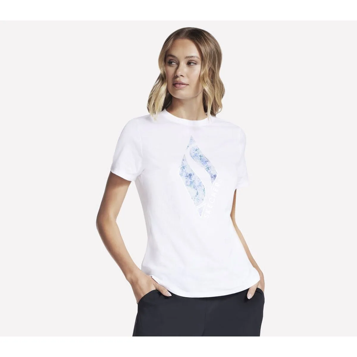 Floral Diamond Classic Crew Damen T-Shirt, weiß XL