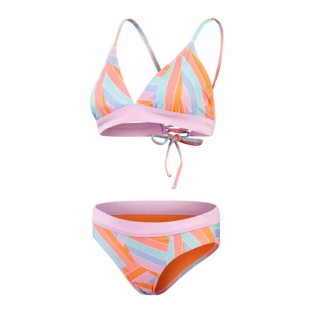 Printed Banded Triangle Damen Schwimmanzug, pink 36