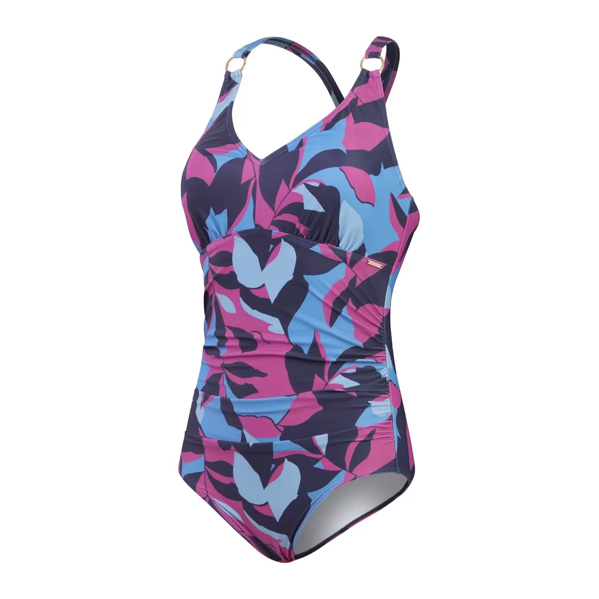 Shaping Printed V Neck Damen Schwimmanzug, blau 46