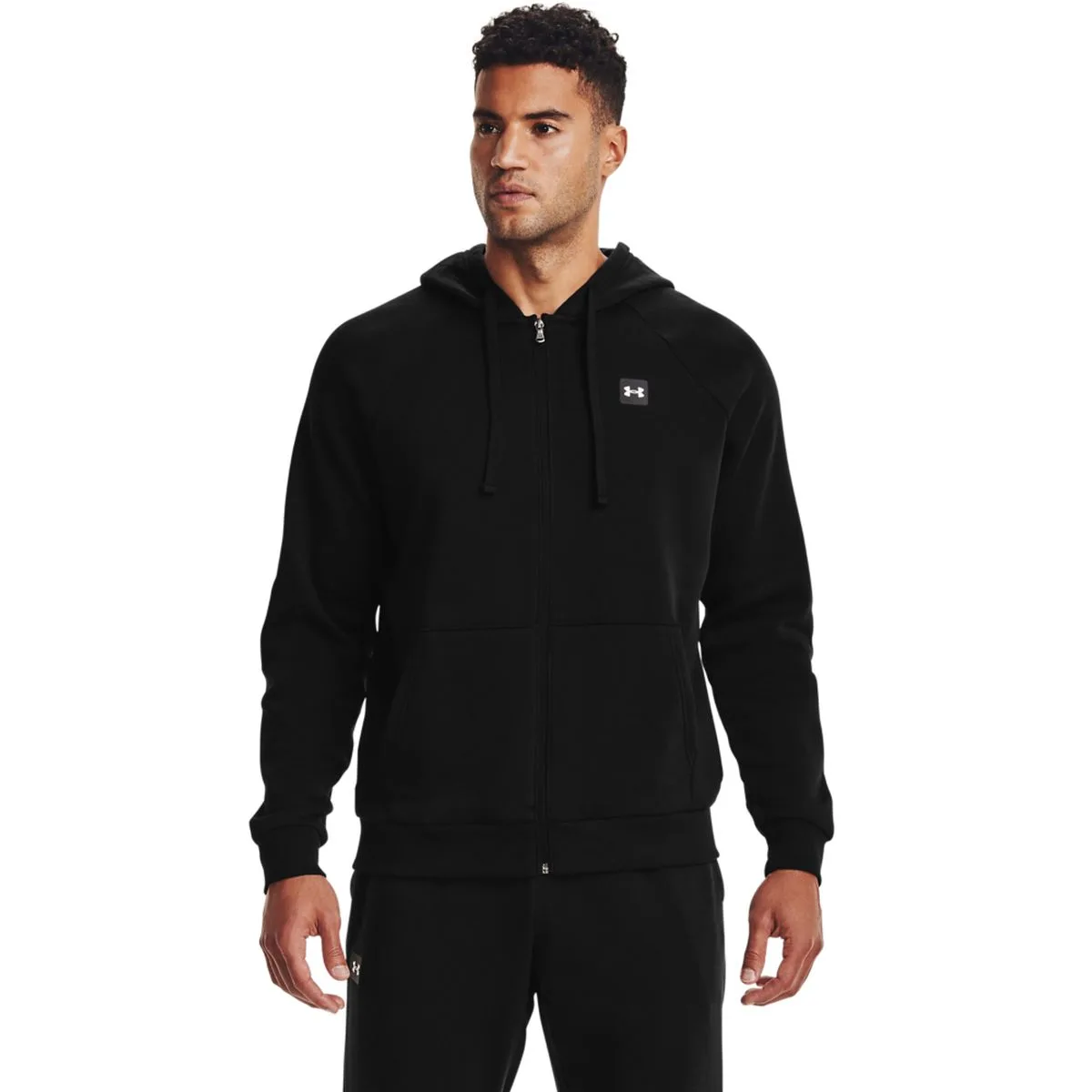 UA Rival Fleece mit durchgängigem Reißverschluss Herren Kapuzensweater, schwarz MD