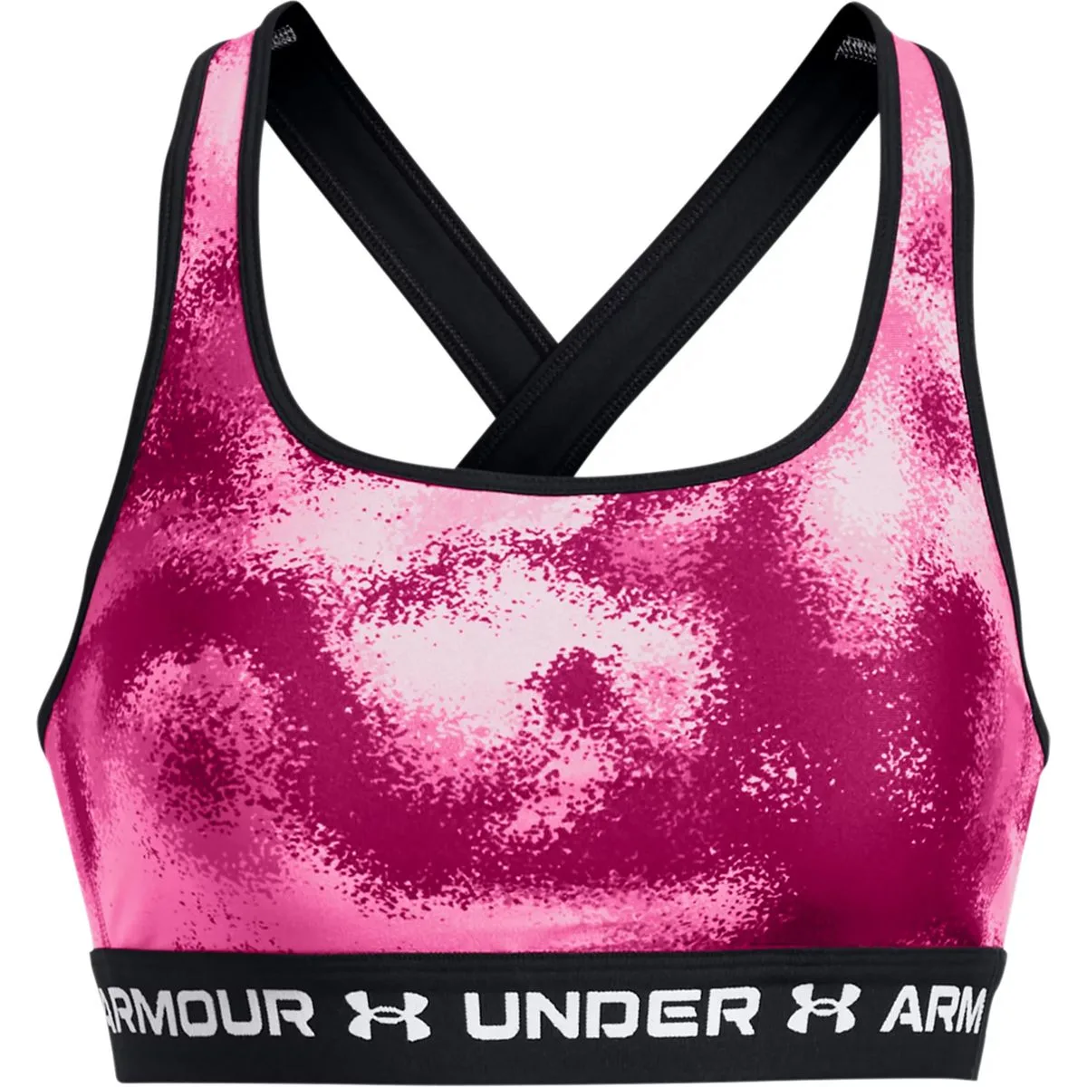 Under Armour Crossback Mid Print Damen Sport-BH, pink