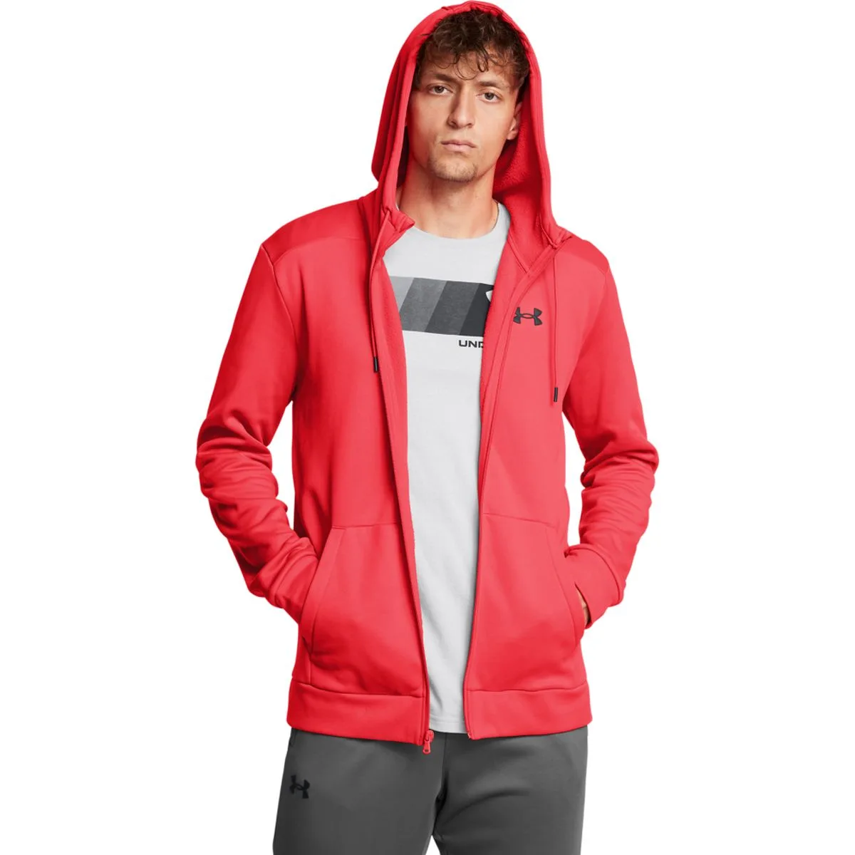 Under Armour Armour Fleece Fullzip Herren Kapuzensweater, rot