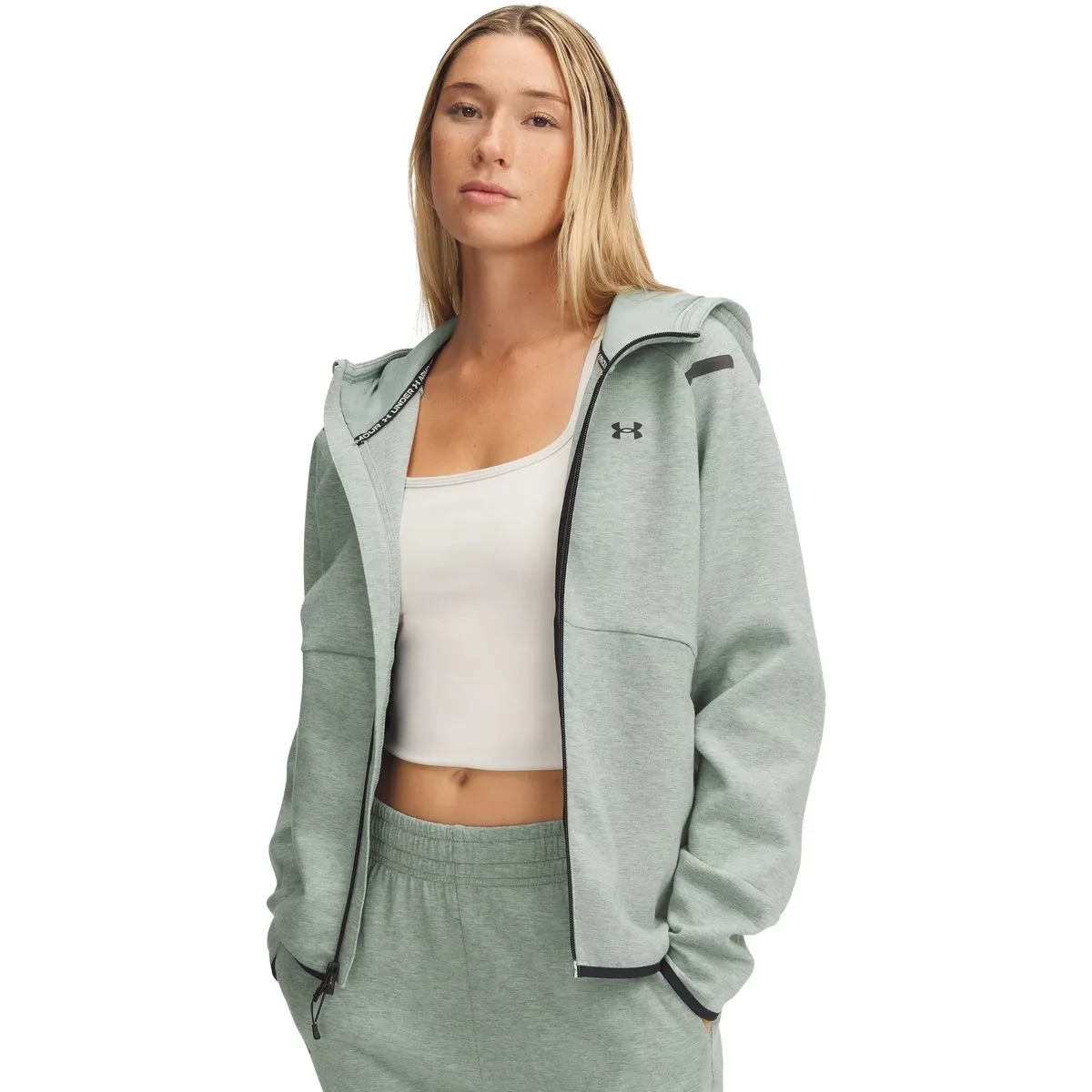 Under Armour Unstoppable Fleece Fullzip Damen Midlayer, grün