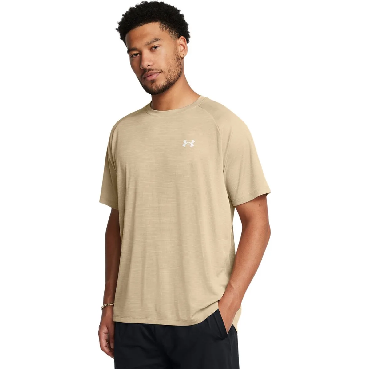 Tech Textured Herren T-Shirt, braun XXL