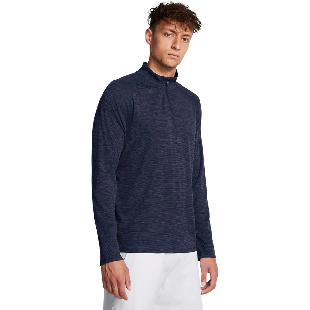 Tech Textured Half-Zip Herren Sweatshirt, blau XXL