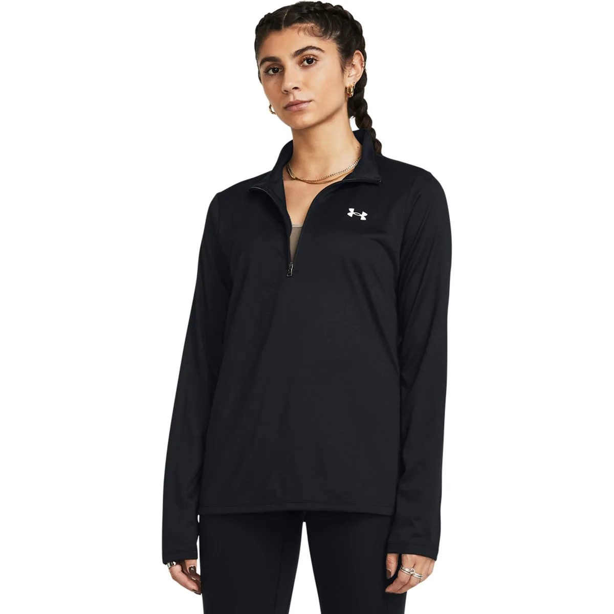 Tech Half-Zip- Solid Damen Longsleeve, schwarz MD