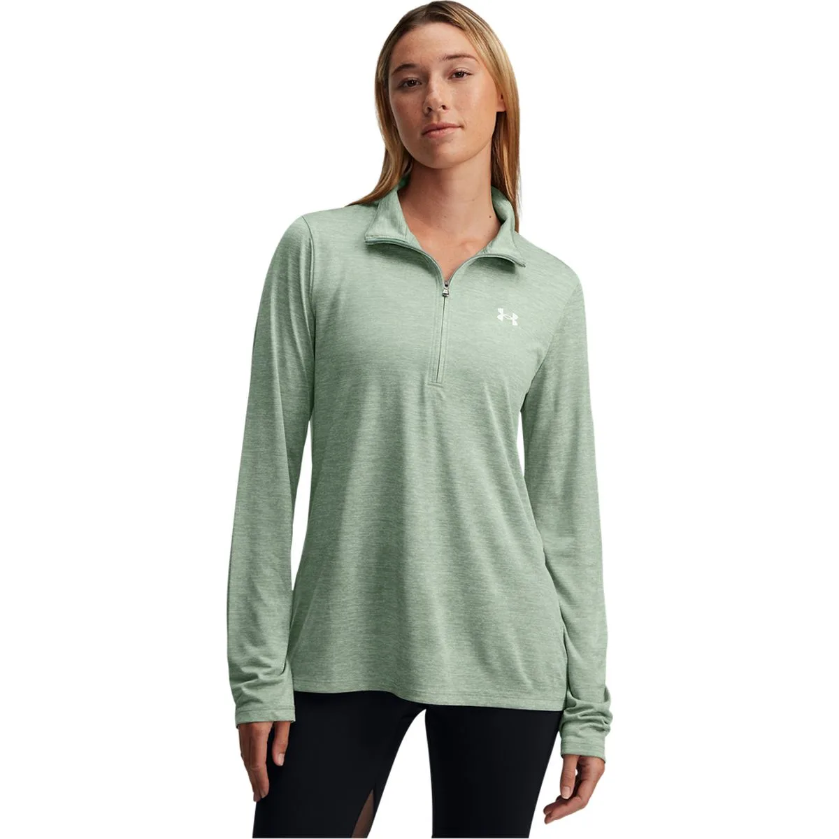 Tech Half-Zip Damen Longsleeve, grün MD