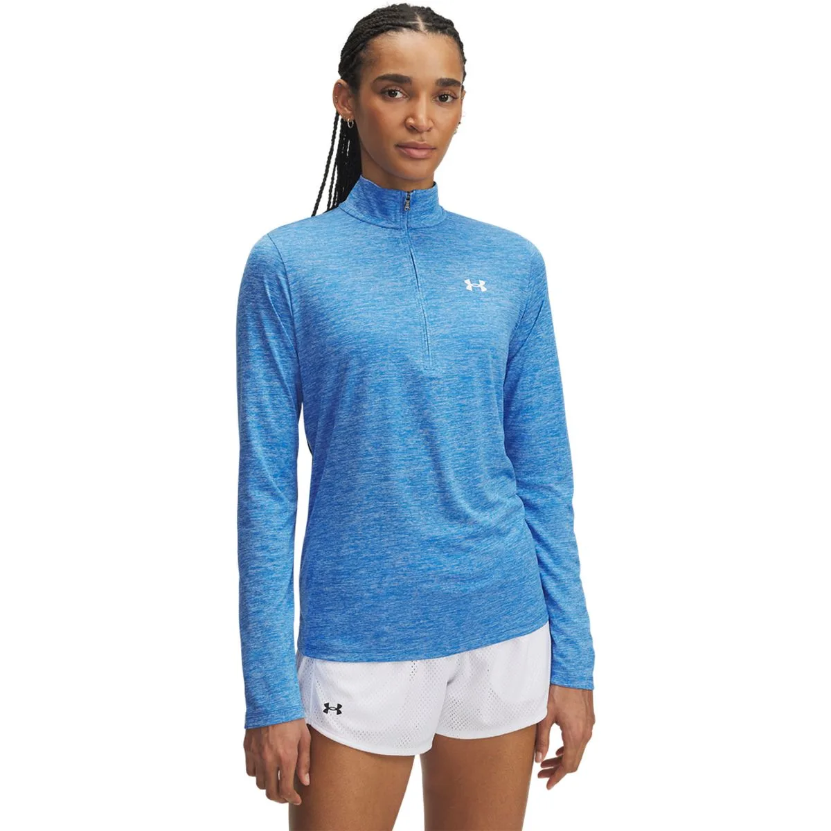 Tech Half-Zip Damen Longsleeve, blau XL