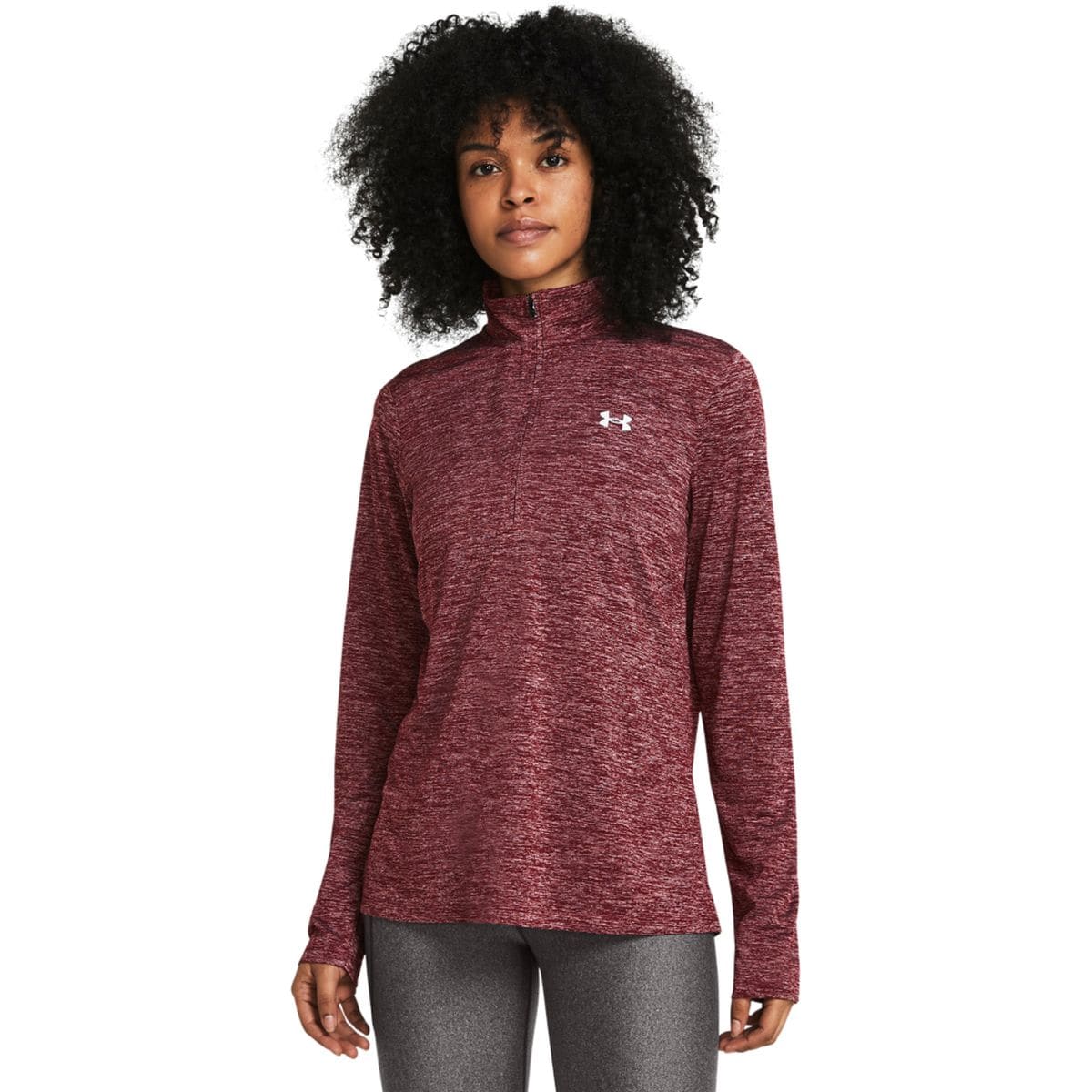 Tech Half-Zip Damen Longsleeve, rot XL