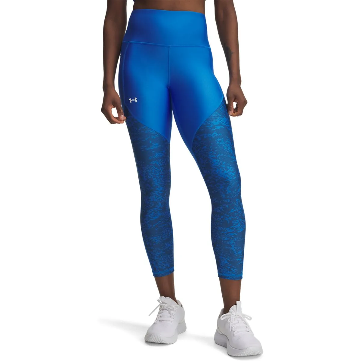 Tech Print Panel Ankle Damen Tights, blau XL