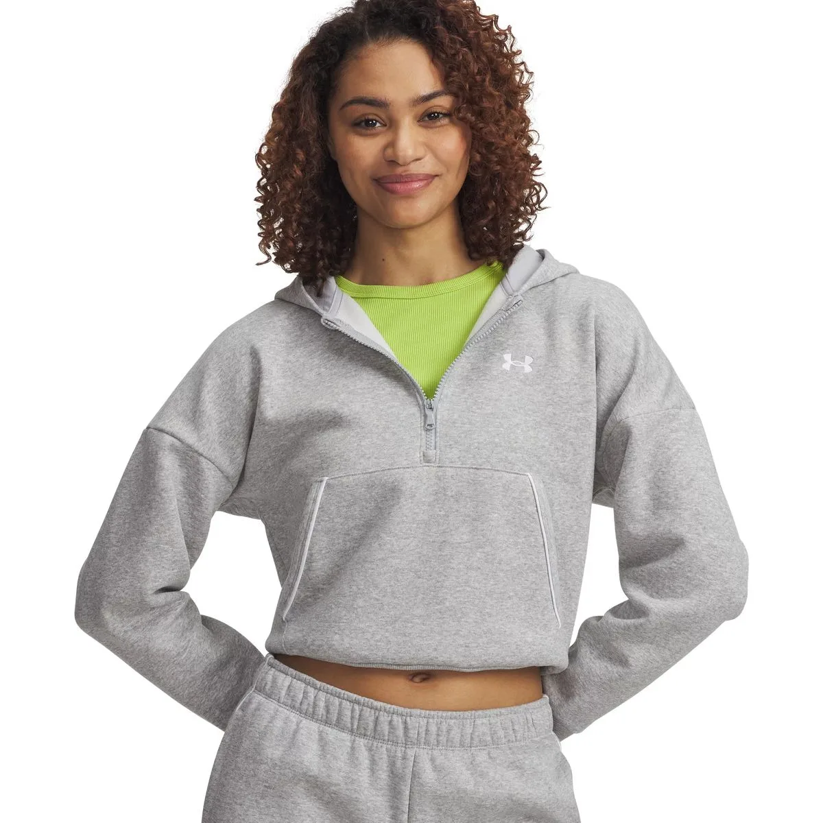 Under Armour Rival Flc Piped HZ Damen Sweatshirt, grau 198632604199