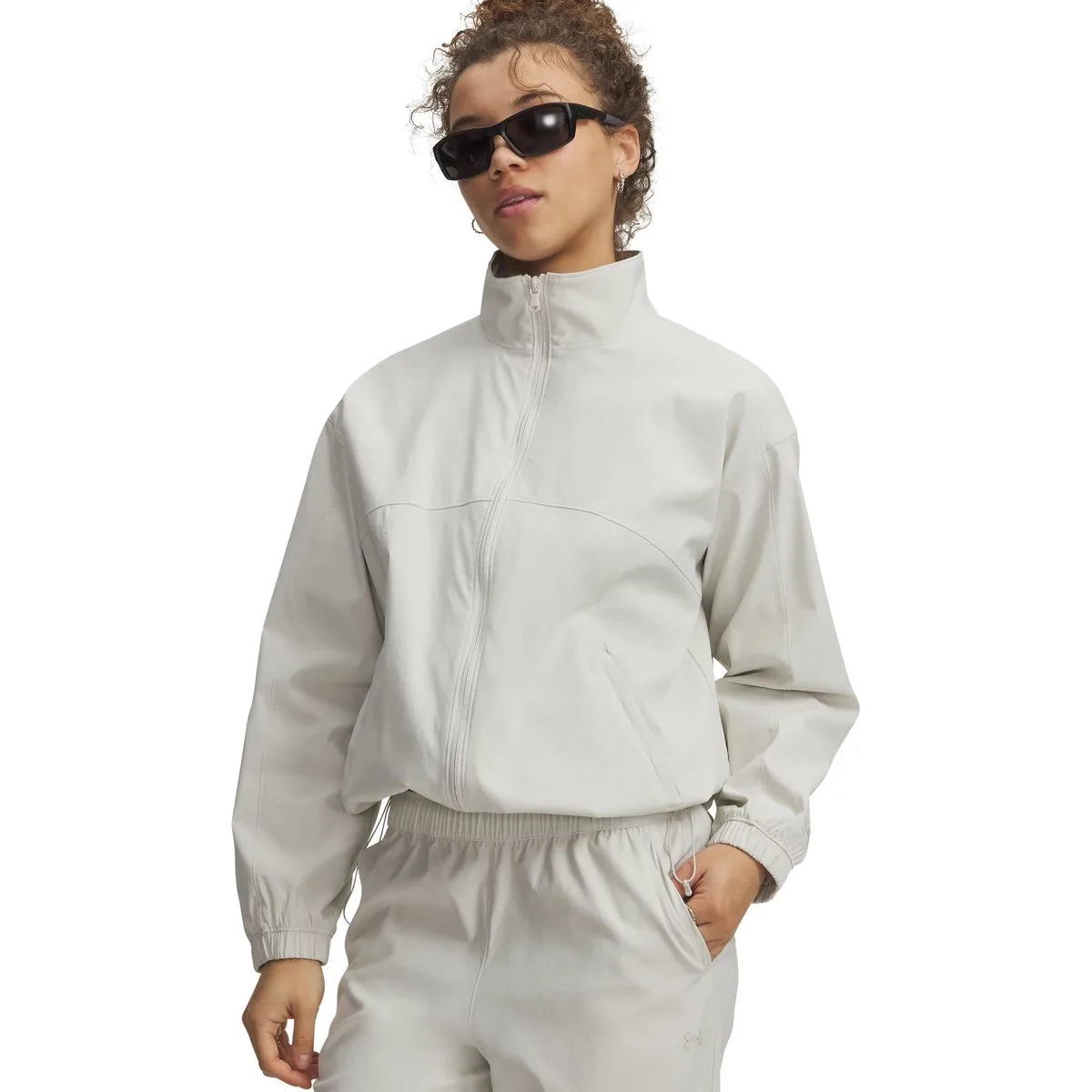 Unstoppable Woven Fullzip Damen Sweatshirt, weiß MD