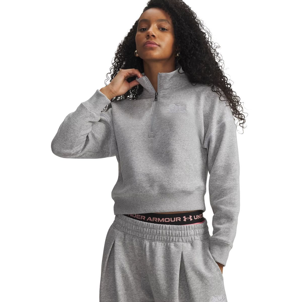 Rival Fleece Script Half-Zip Damen Kapuzensweater, grau MD
