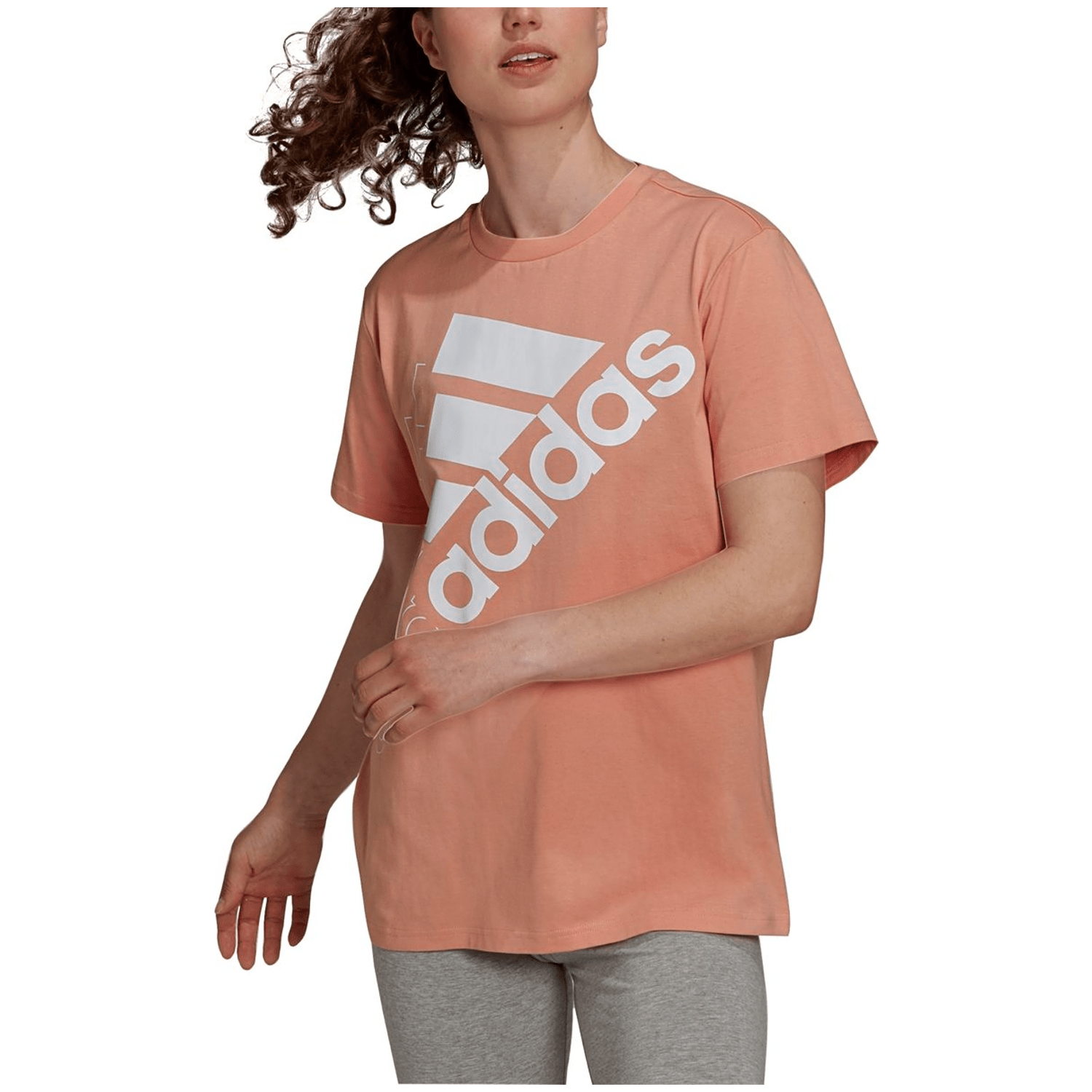 Adidas Brand Love Slanted Logo Boyfriend T-Shirt Damen