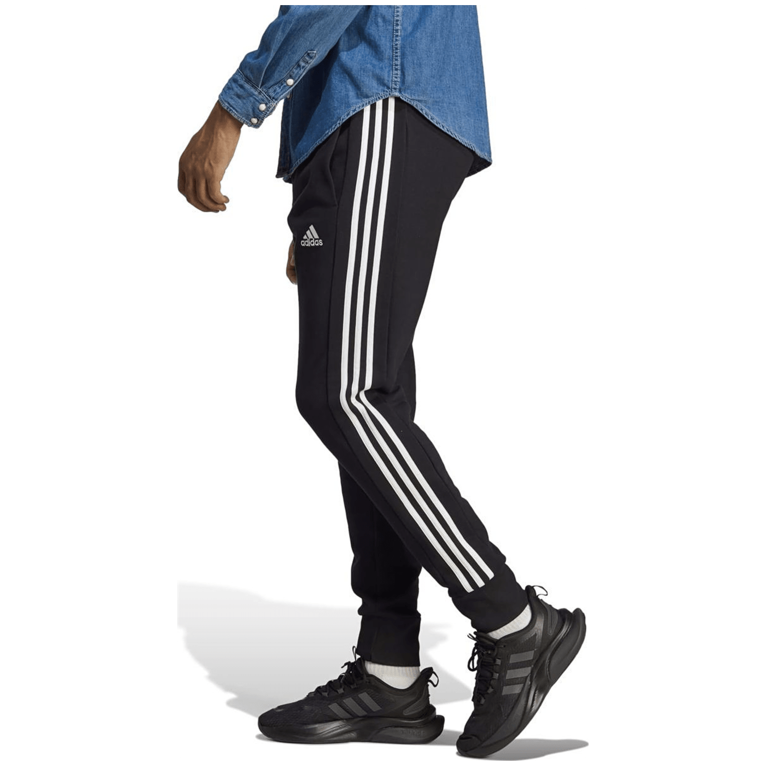 Adidas Essentials French Terry Tapered Cuff 3-Streifen Hose Herren