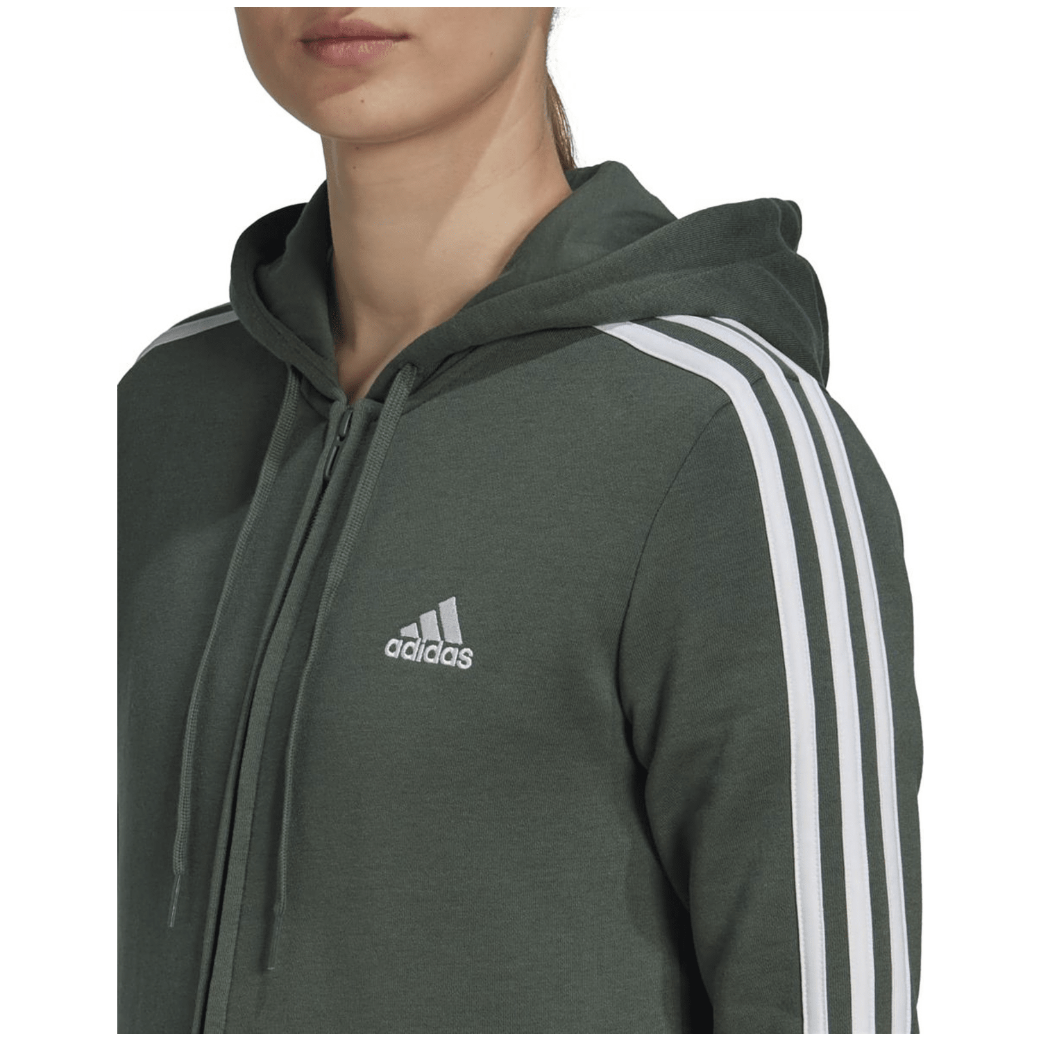 Adidas Essentials Fleece 3-Streifen Kapuzenjacke Damen