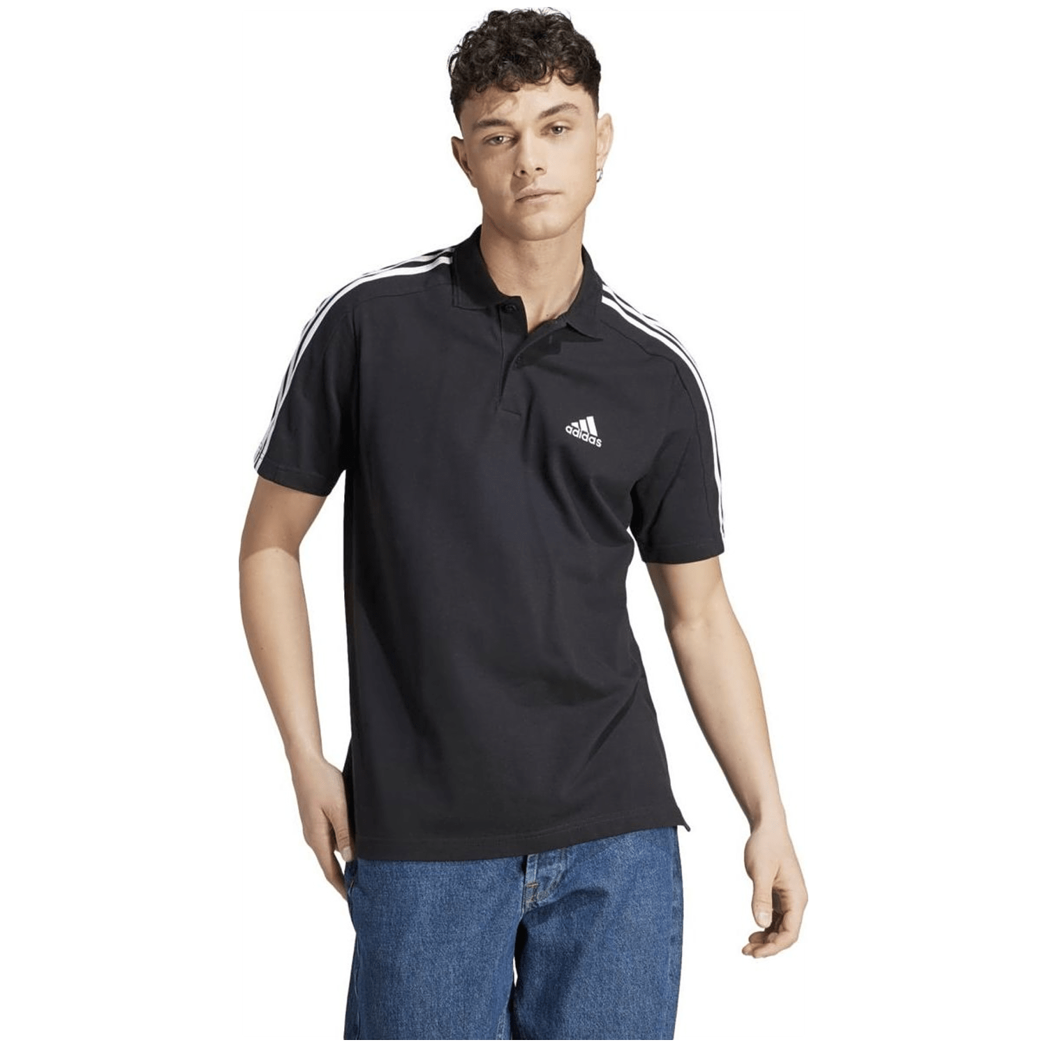 Adidas Essentials Piqué Embroidered Small Logo 3-Stripes Polo Shirt Herren