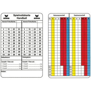 Erima Spielnotizkarten Handball Schiedsrichterausrüstung