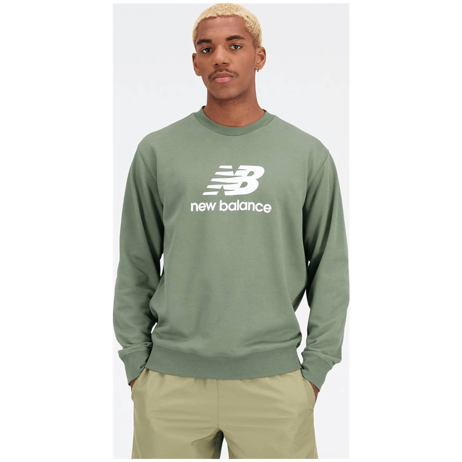 New Balance NB Essentials Stacked Logo Fleece Crew Herren T-Shirt