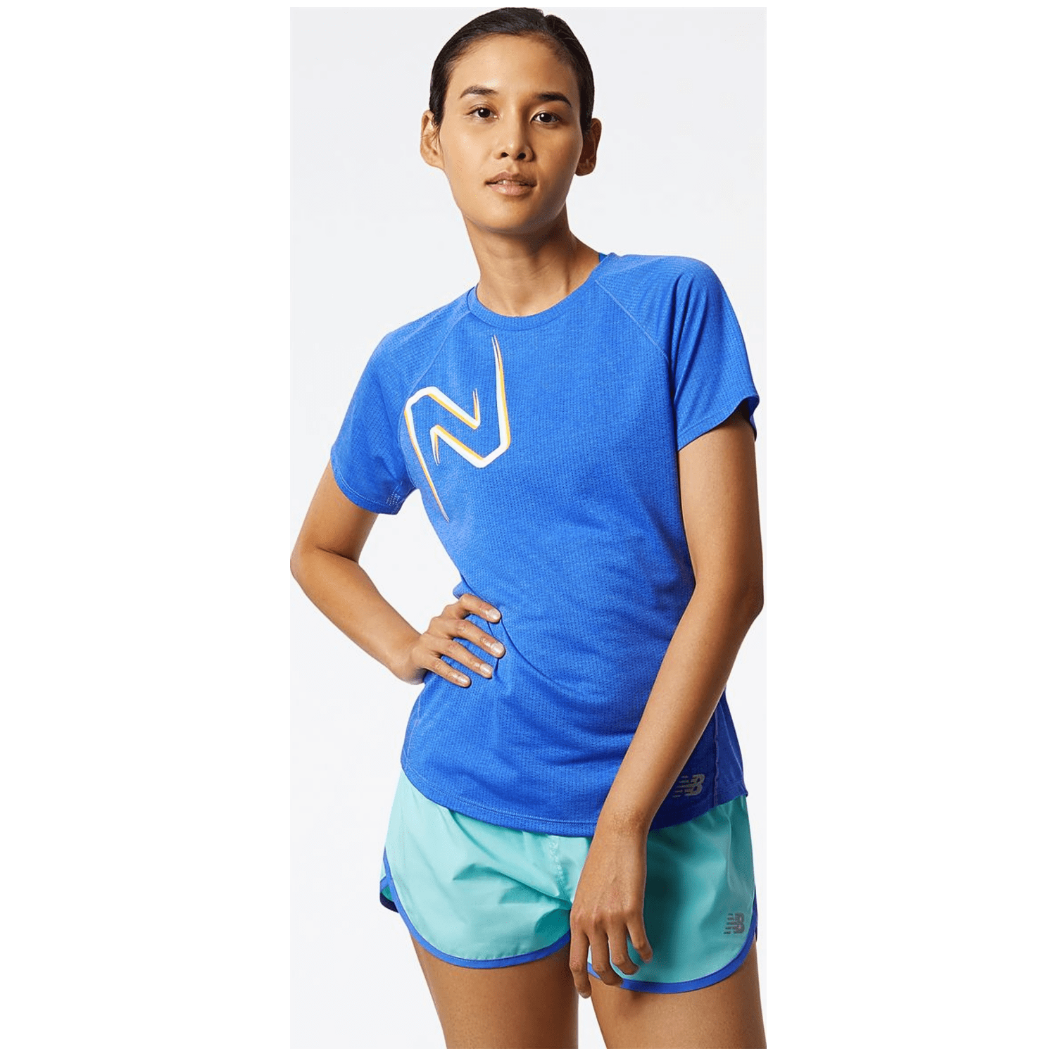 New Balance Printed Impact Run Short Sleeve Damen T-Shirt
