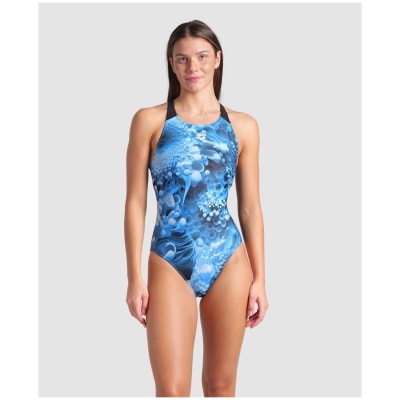 Arena Blue Flowers V Back Damen Schwimmanzug